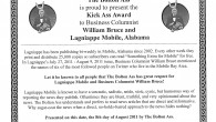 The Bolton Ass is proud to present the Kick Ass Award to Business Columnist William Bruce and Lagniappe Mobile, Alabama Lagniappe has been publishing bi-weekly newspapers in Mobile, Alabama since […]